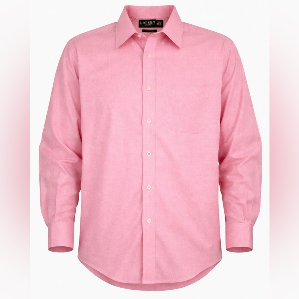 Lauren Ralph Lauren Pink Button Down Shirt Men Non Iron Cotton Oxford 15.5 34/35